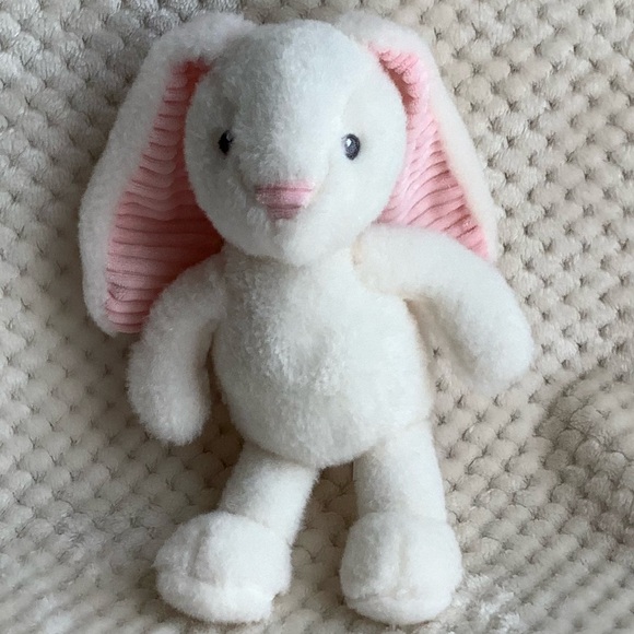 MTY International Plush Bunny Rabbit Stuffed Animal with Rattle Embroidered Eyes - Picture 3 of 10